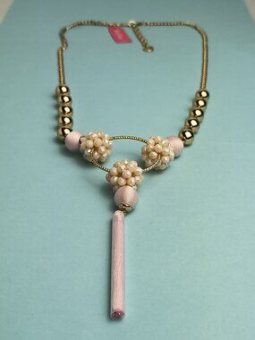 Lilly Pulitzer Statement Necklace Light Pink Tassel Lobster Clasp Resort Casual